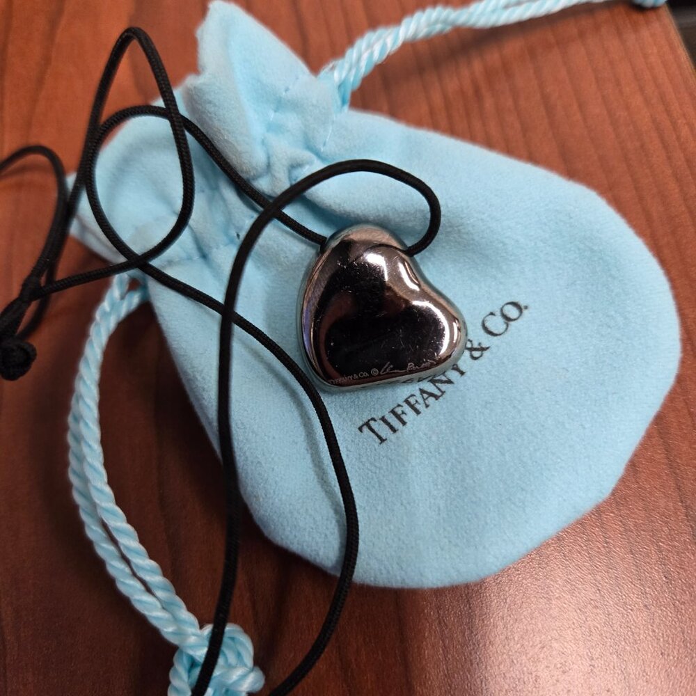 Tiffany & Co. Elsa Peretti Full Heart Ruthenium Pendant Necklace